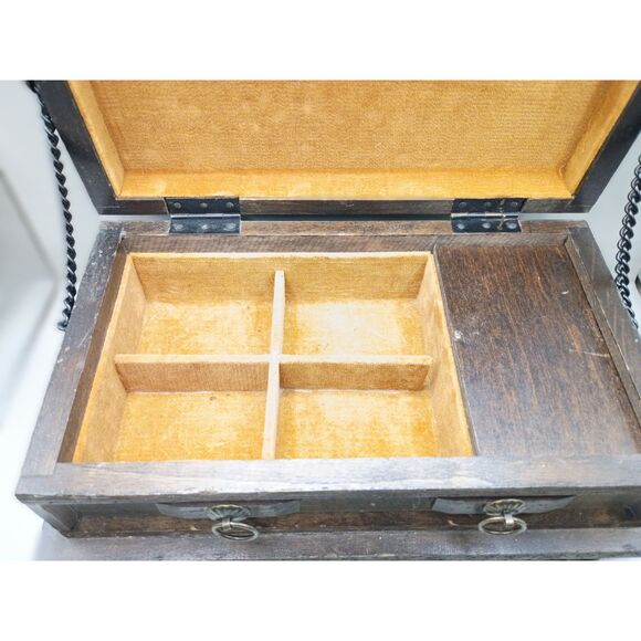 Vintage MCM 1950s Japanese Wood Chest Felt Lined Jewelry WORKING Music Box - Picture 4 of 11